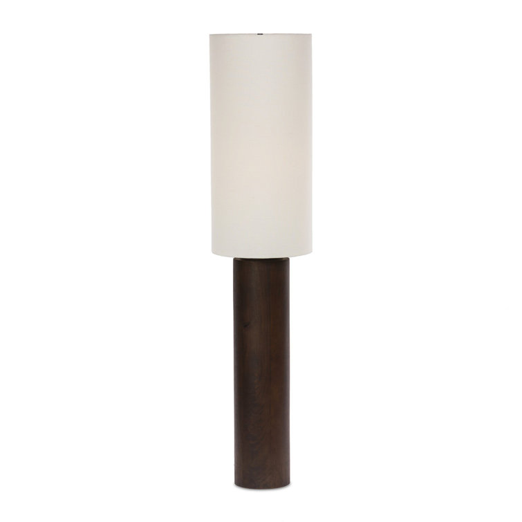 64'' Dark Russet Mango Wood Floor Lamp with Cream Shade