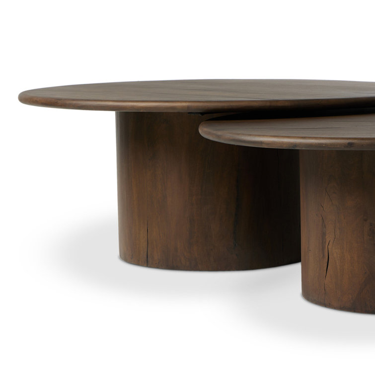 Stuart Aged Belgium Bleach Round Wood Nesting Coffee Tables