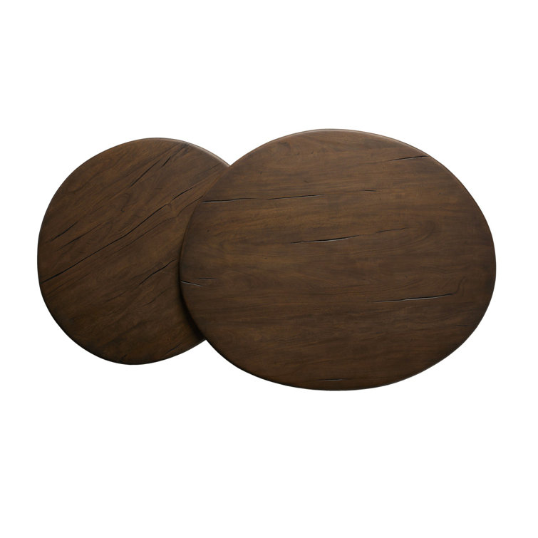 Stuart Aged Belgium Bleach Round Wood Nesting Coffee Tables