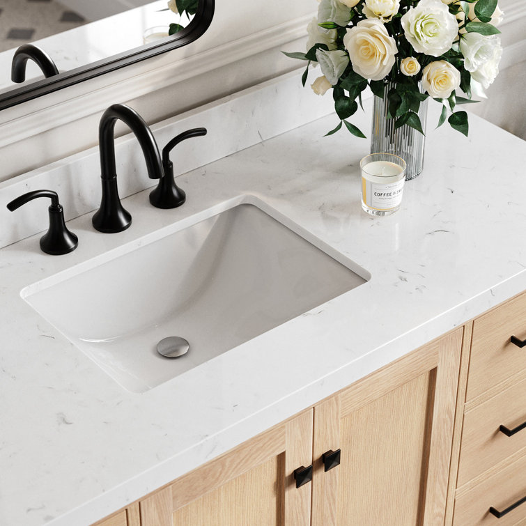Cambridge 54" White Wood Freestanding Bathroom Vanity with Carrara Marble Top