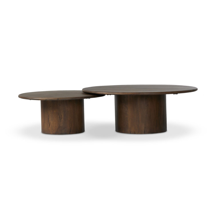 Stuart Aged Belgium Bleach Round Wood Nesting Coffee Tables
