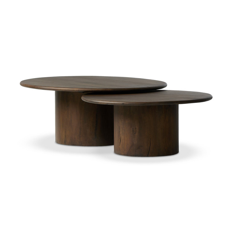 Stuart Aged Belgium Bleach Round Wood Nesting Coffee Tables