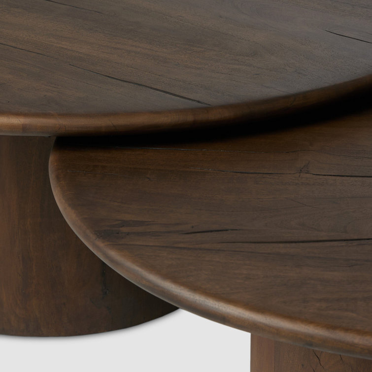 Stuart Aged Belgium Bleach Round Wood Nesting Coffee Tables
