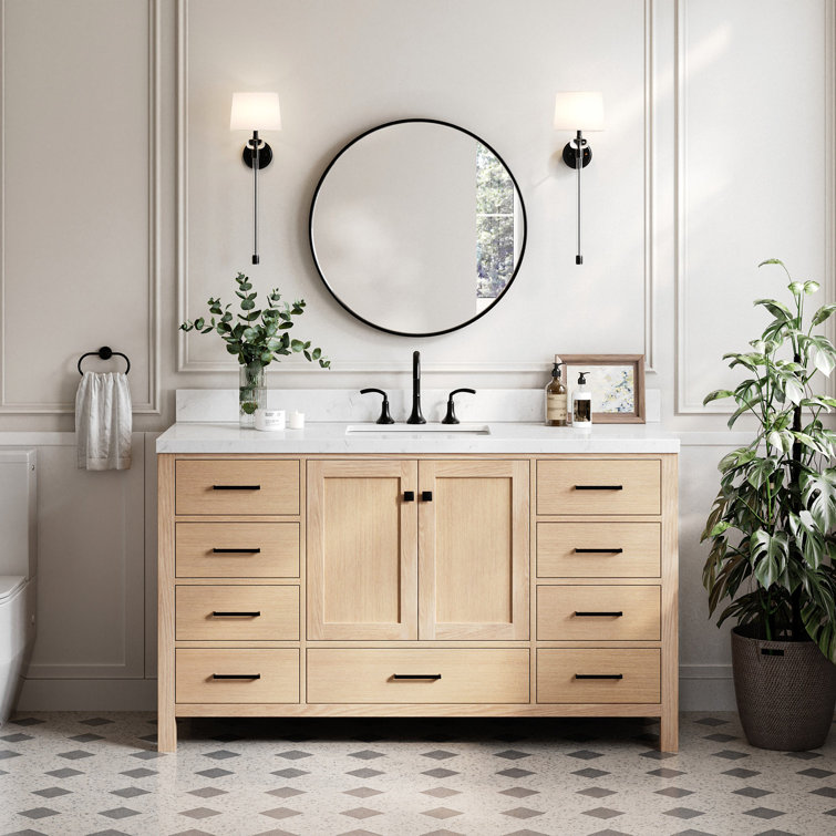 Cambridge 60.25'' Oak Single Sink Vanity with Quartz Top