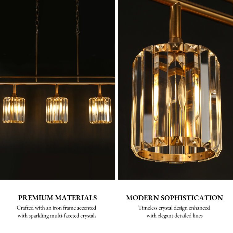 Gold and Clear Glass 5-Light Linear Island Pendant