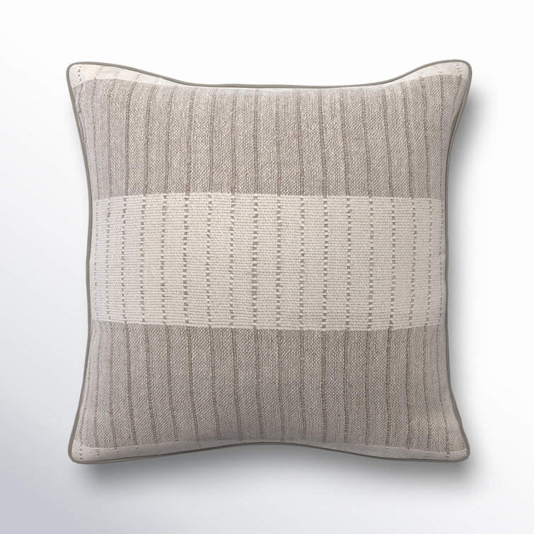 Kamia 22" Beige Square Feather Blend Throw Pillow