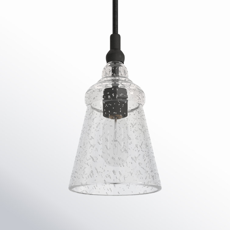 Midnight Black Seeded Glass Single Pendant Light