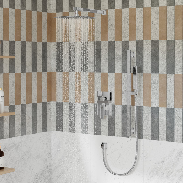 Chrome Adjustable Dual Shower System with Handheld and Rain Shower Heads