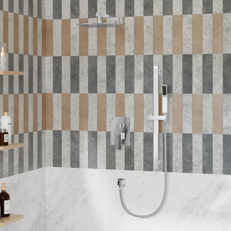 Chrome Adjustable Dual Shower System with Handheld and Rain Shower Heads