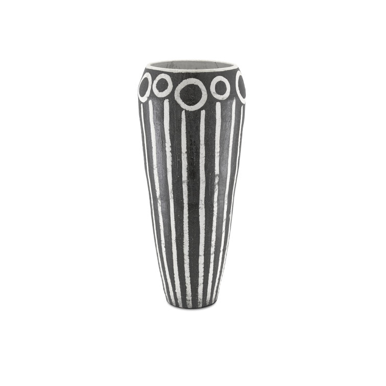 Cairo Black and White Handmade Terracotta Floor Vase