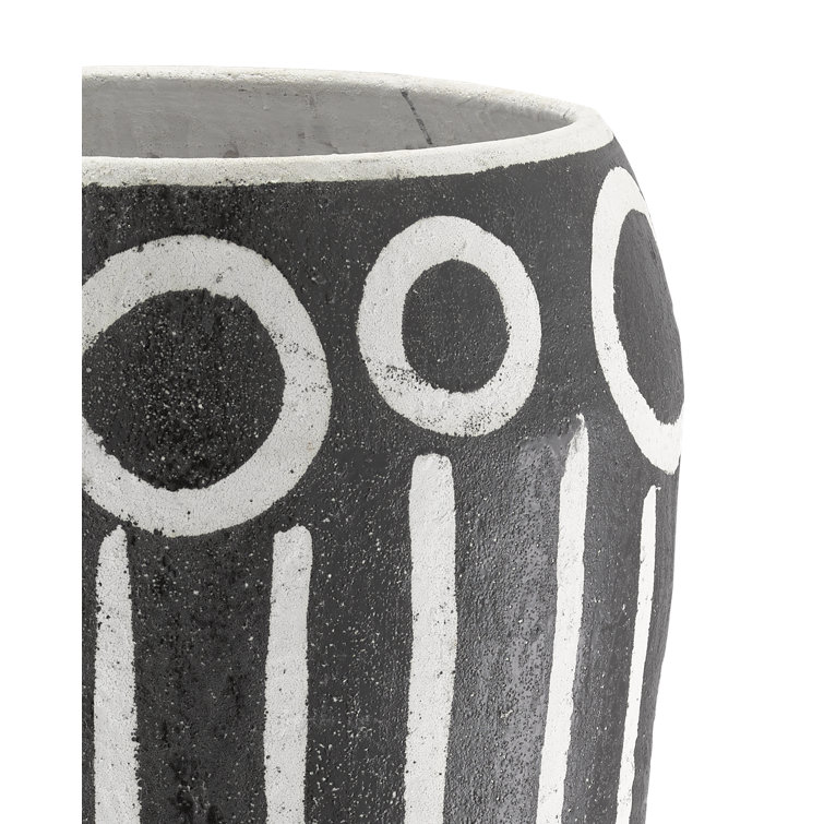 Cairo Black and White Handmade Terracotta Floor Vase
