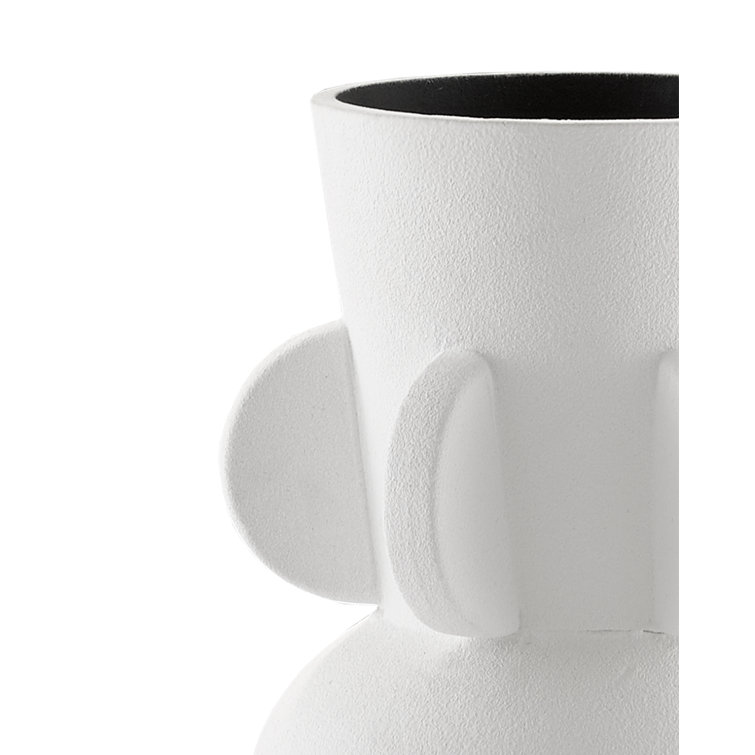 Artisanal Textured White Ceramic Table Vase, 13.25"