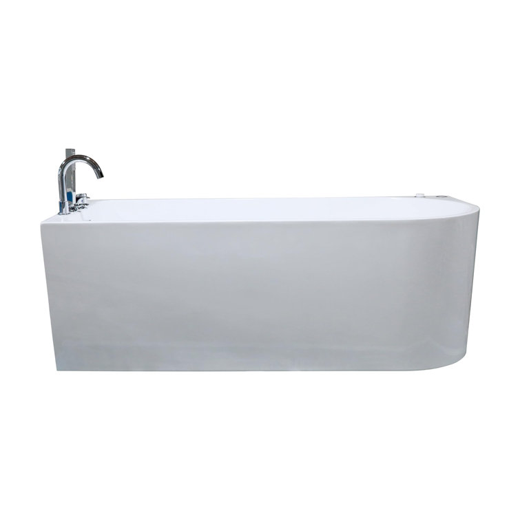 67" White Acrylic Freestanding Whirlpool Bathtub with Jets
