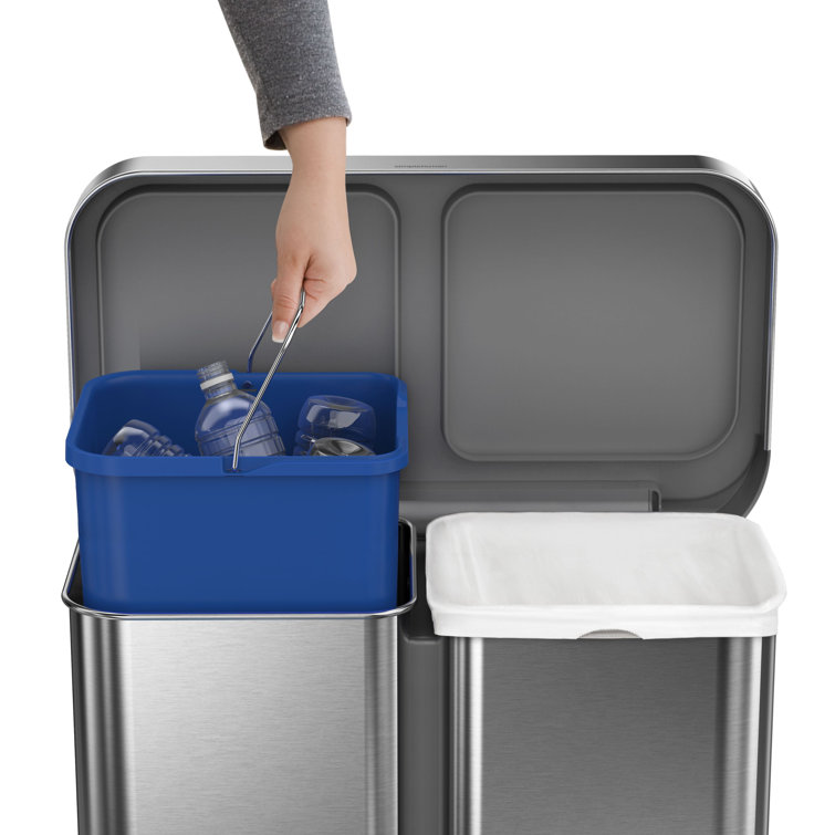 Fingerprint Resistant Stainless Steel Dual Compartment Pedal Trash Can