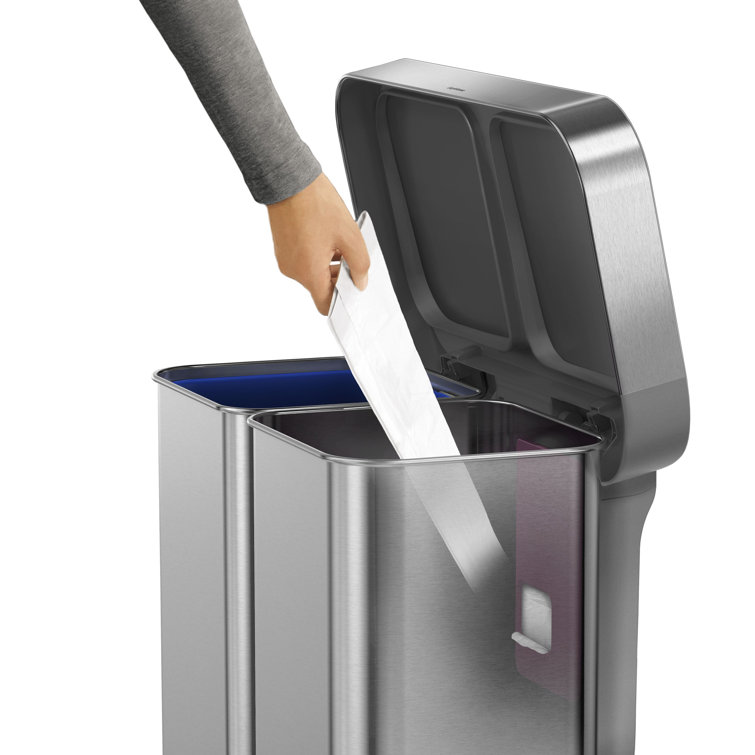 Fingerprint Resistant Stainless Steel Dual Compartment Pedal Trash Can