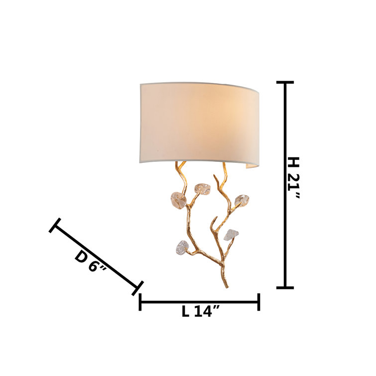 Elegant Gold Metal & Clear Glass Wall Sconce with Off-White Shade