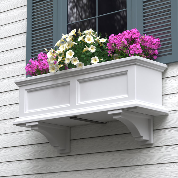 Fairfield White Polyethylene Decorative Window Box Brackets, 2-Pack