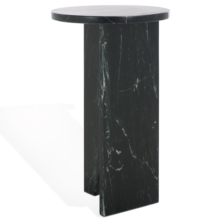 Black Marble Round Pedestal Accent Table