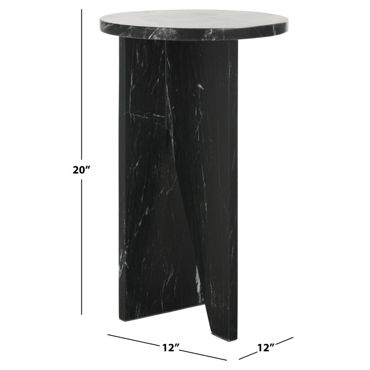 Black Marble Round Pedestal Accent Table