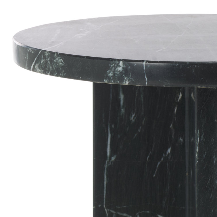 Black Marble Round Pedestal Accent Table