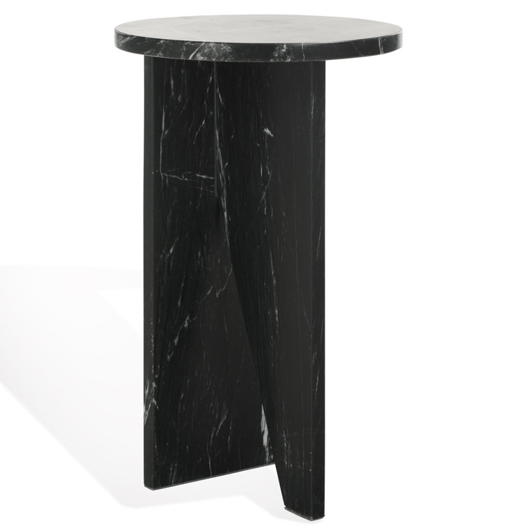 Black Marble Round Pedestal Accent Table