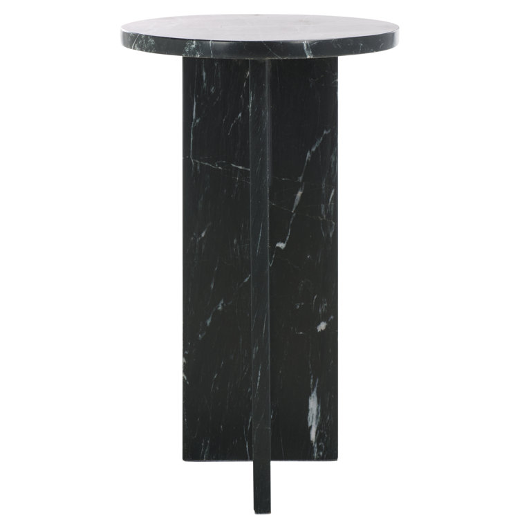 Black Marble Round Pedestal Accent Table