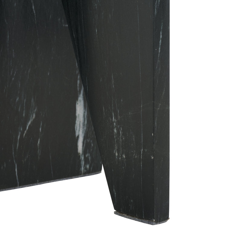 Black Marble Round Pedestal Accent Table