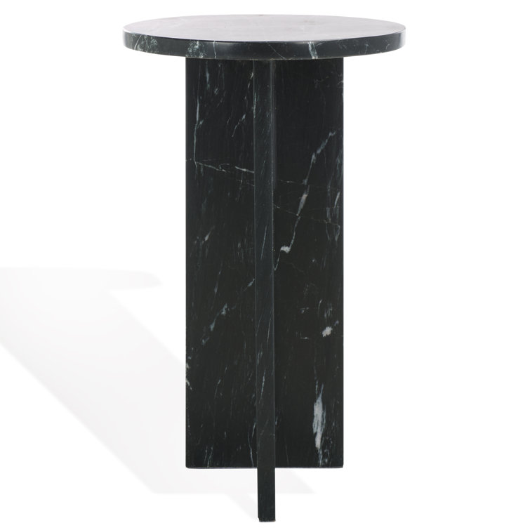 Black Marble Round Pedestal Accent Table