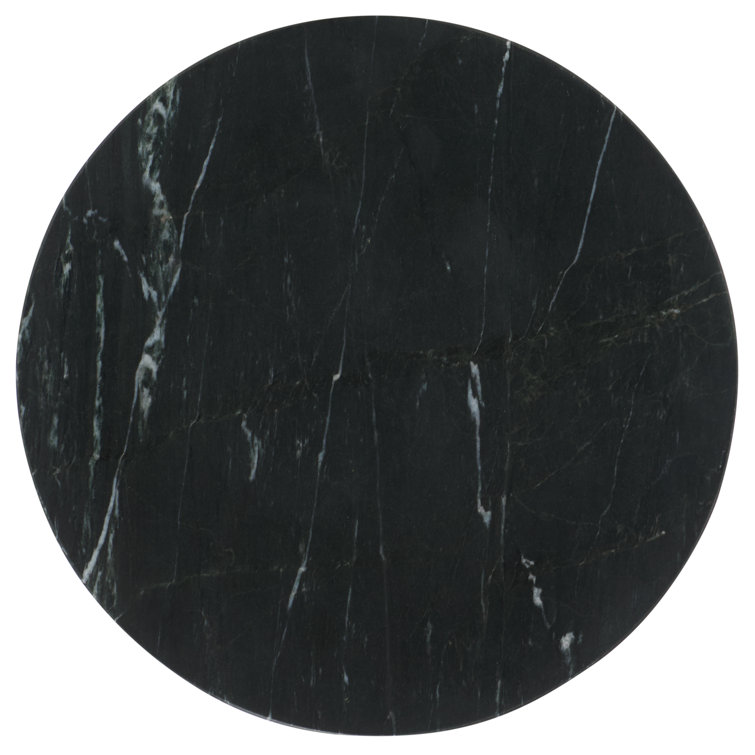 Black Marble Round Pedestal Accent Table