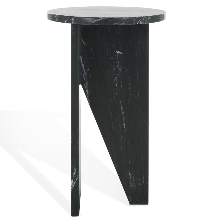 Black Marble Round Pedestal Accent Table