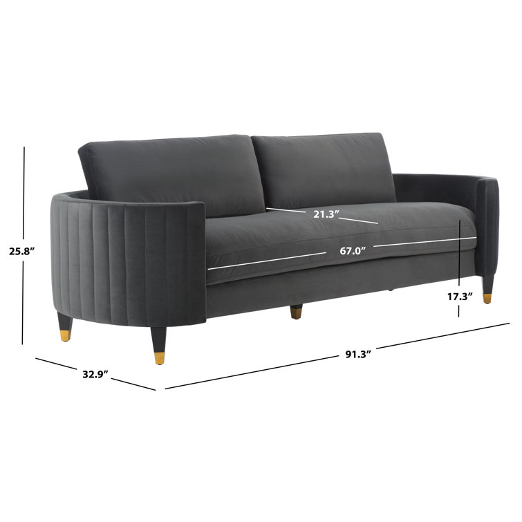 Winford Giotto Mouse Velvet 92'' Sofa with Brass Accents