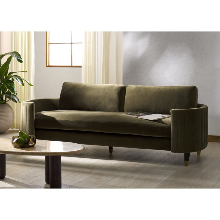 Giotto Dark Olive Green Velvet Split Back Sofa