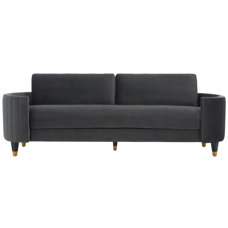 Winford Giotto Mouse Velvet 92'' Sofa with Brass Accents