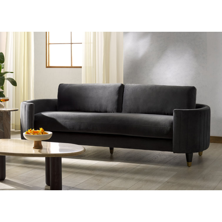 Winford Giotto Mouse Velvet 92'' Sofa with Brass Accents