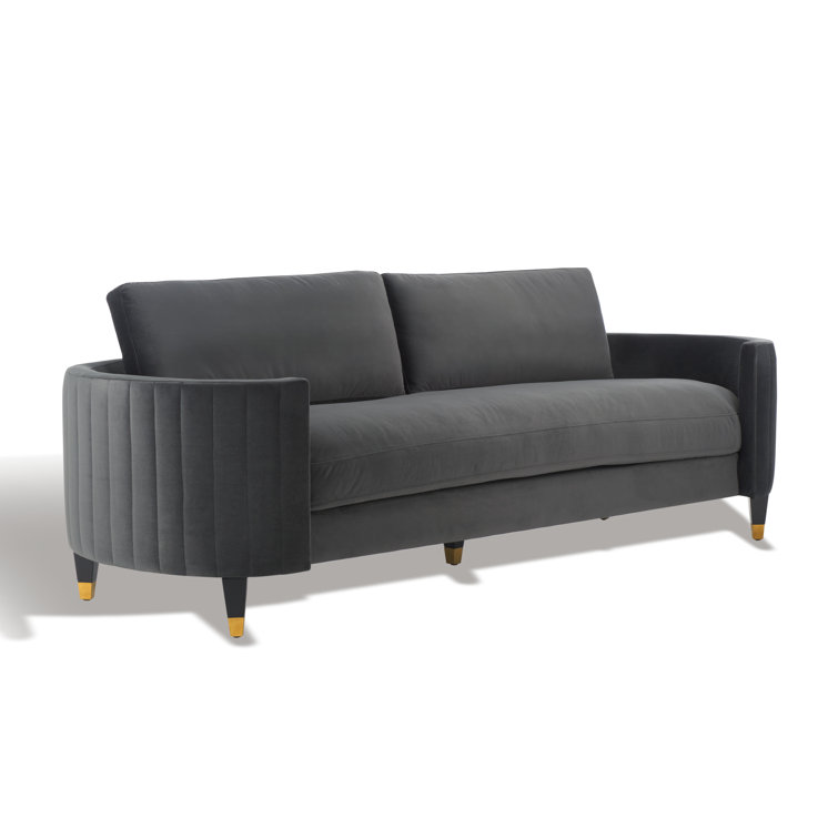 Winford Giotto Mouse Velvet 92'' Sofa with Brass Accents