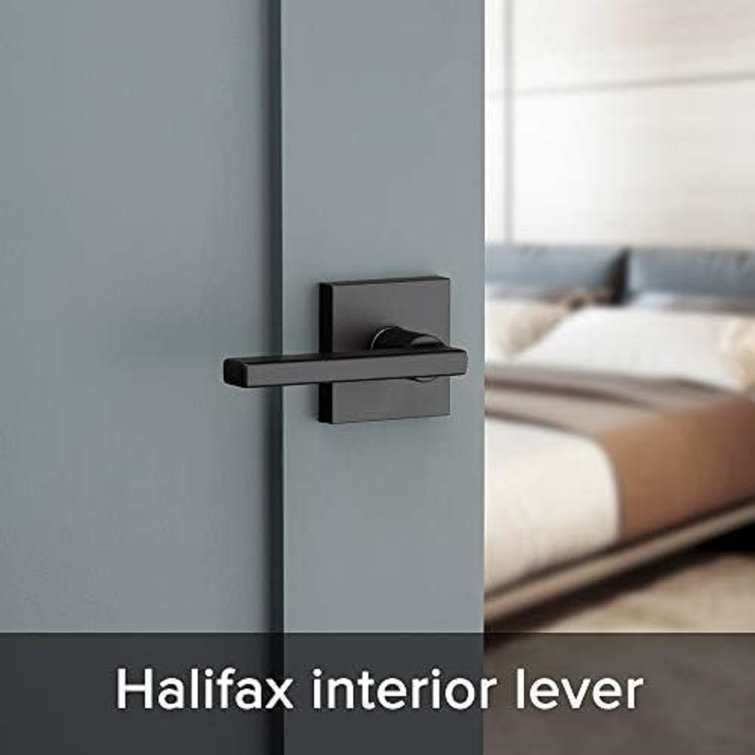 Matte Black Modern Entry Door Handleset with Lever