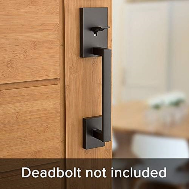 Matte Black Modern Entry Door Handleset with Lever