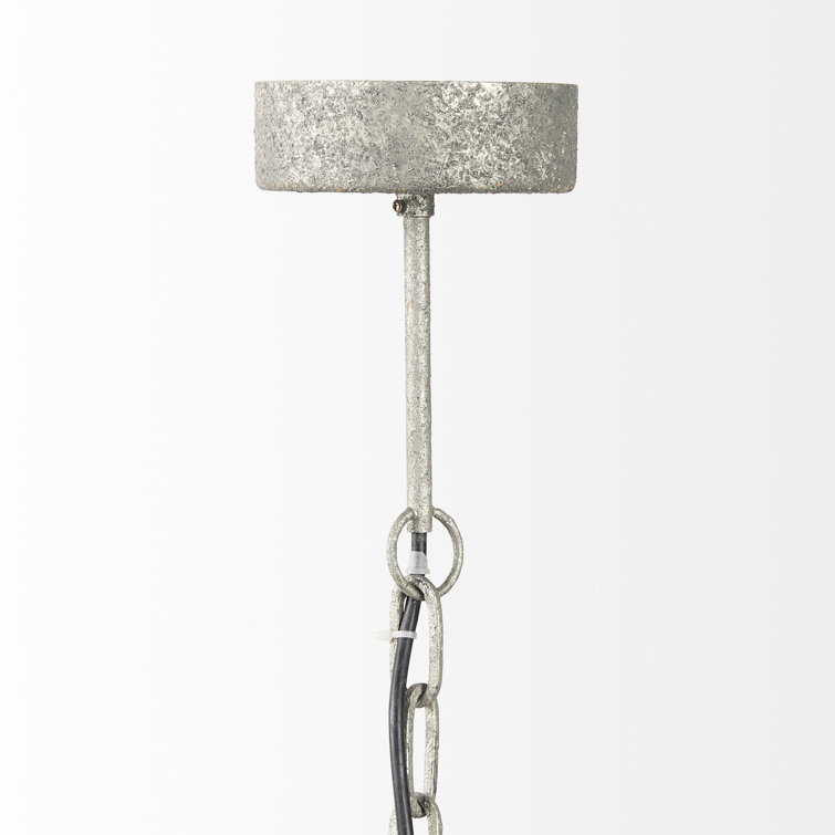 White Beaded 6-Light Candle Chandelier