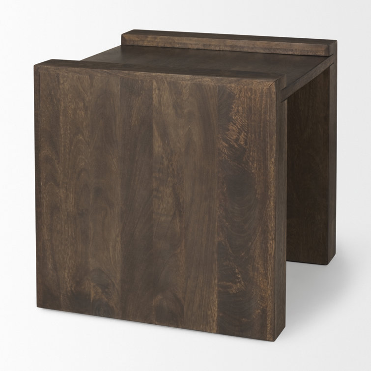 Dark Brown Mango Wood Rectangular End Table