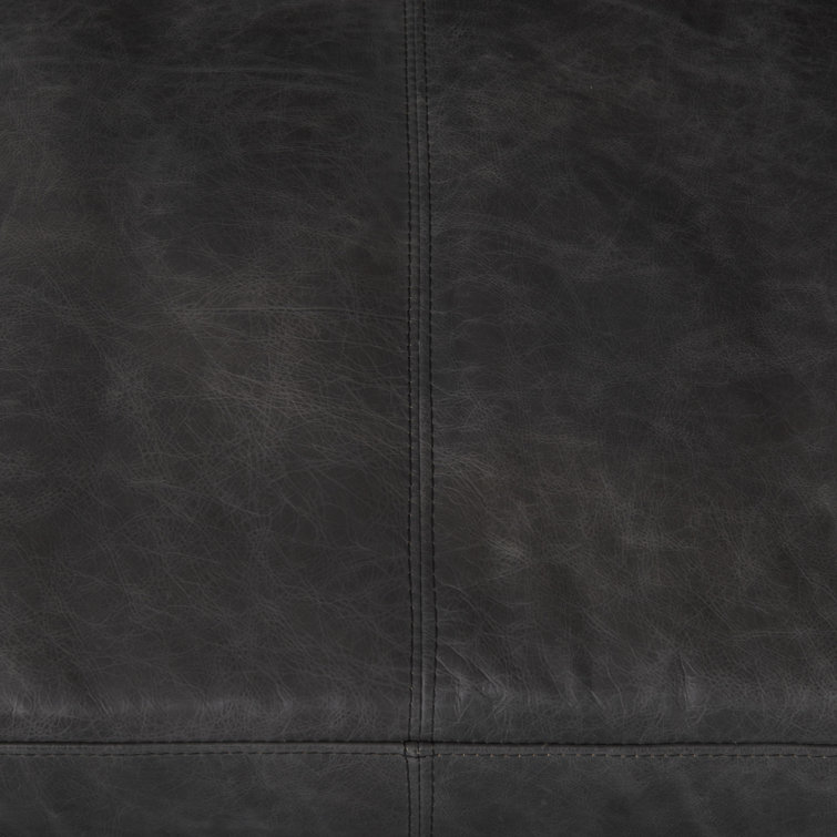 Cochrane Antique Ebony Black Leather 82" Three-Seater Sofa