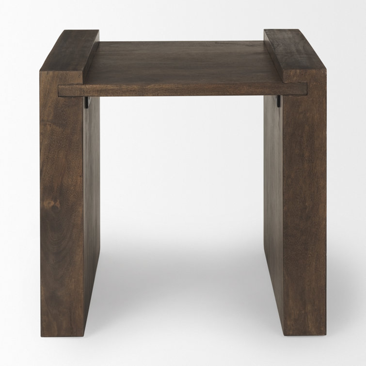Dark Brown Mango Wood Rectangular End Table