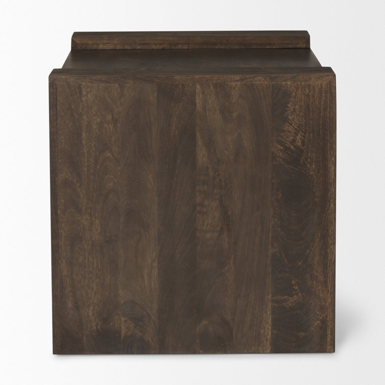 Dark Brown Mango Wood Rectangular End Table