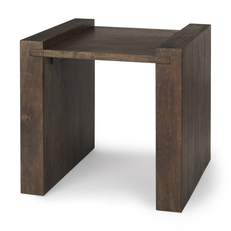 Dark Brown Mango Wood Rectangular End Table