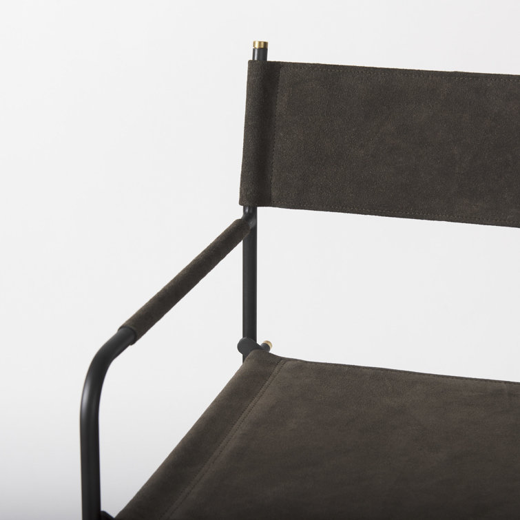 Direttore Dark Brown Leather and Metal Bar Stool