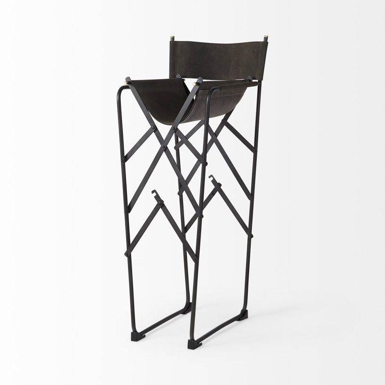 Direttore Dark Brown Leather and Metal Bar Stool