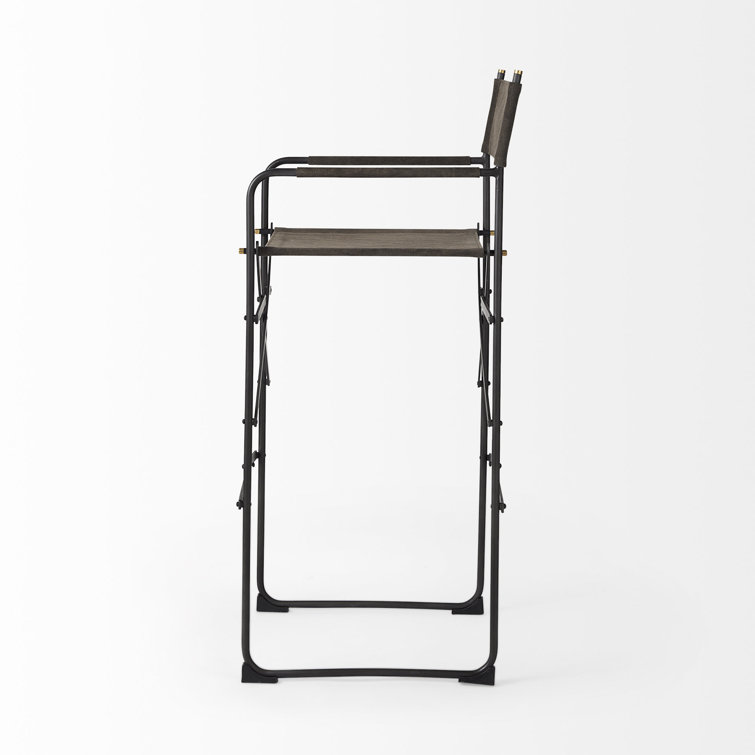 Direttore Dark Brown Leather and Metal Bar Stool