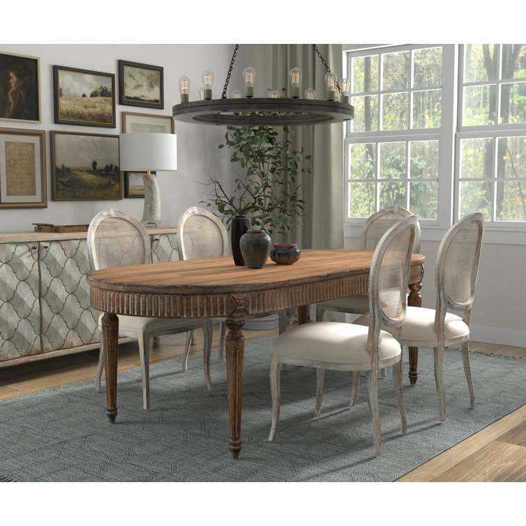Brown Oval Extendable Wood Dining Table