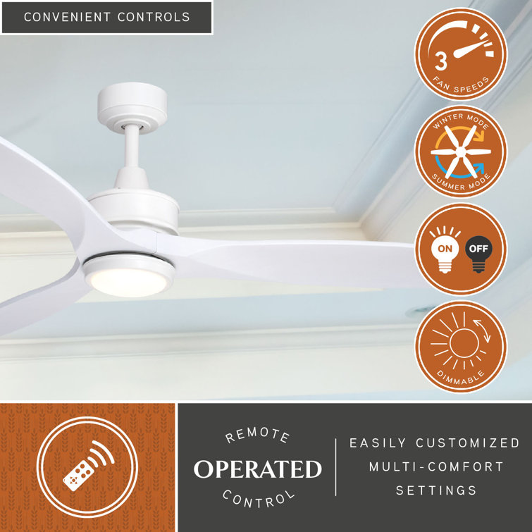 White 52'' Modern Ceiling Fan with LED Light and Remote