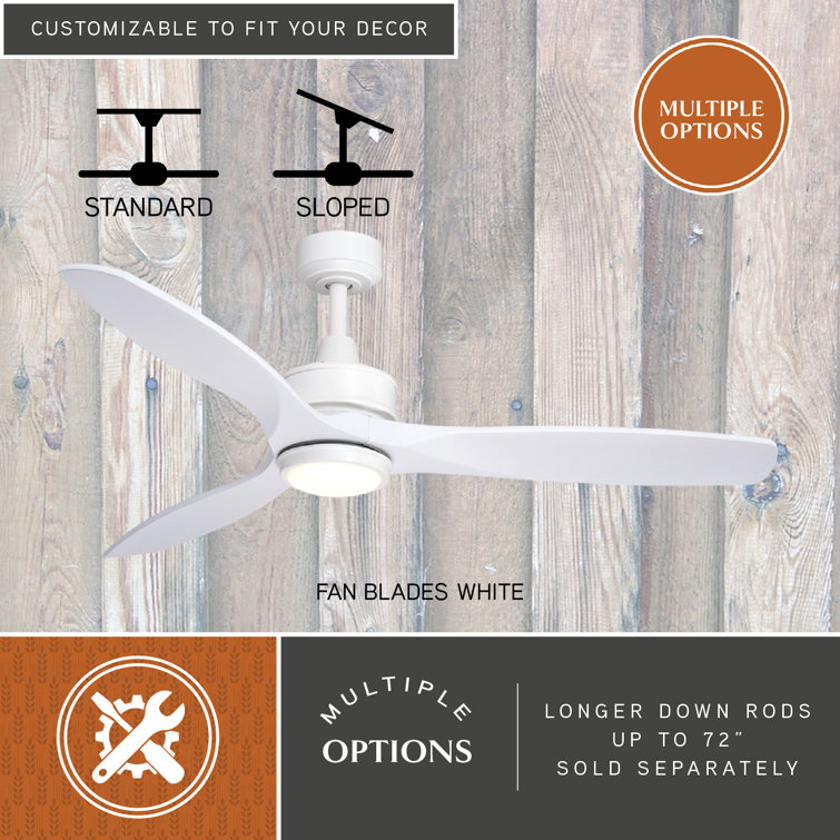 White 52'' Modern Ceiling Fan with LED Light and Remote