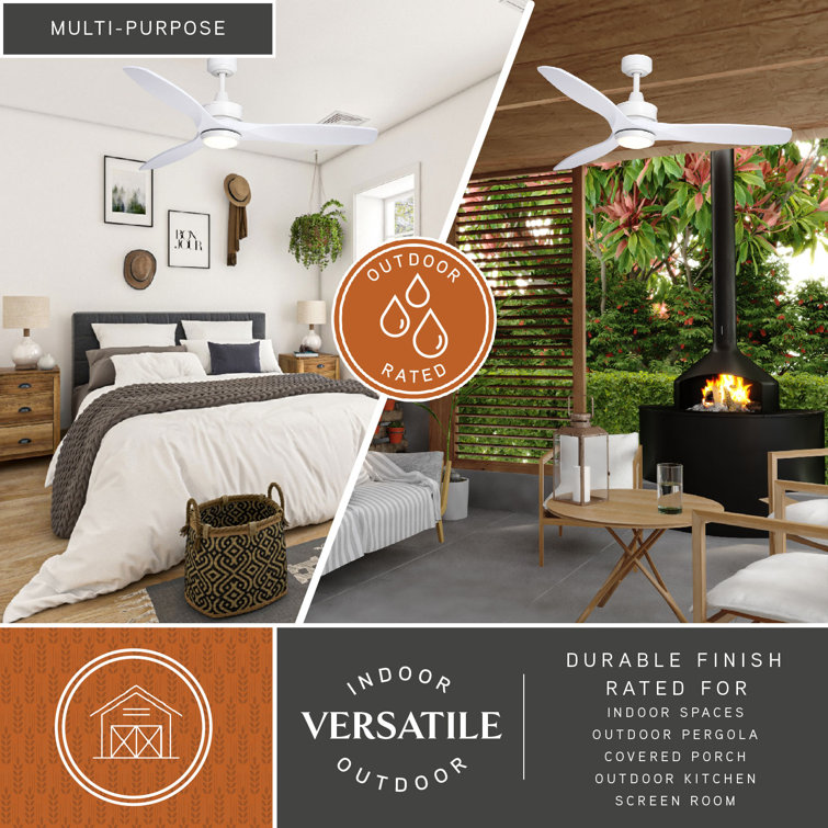 White 52'' Modern Ceiling Fan with LED Light and Remote